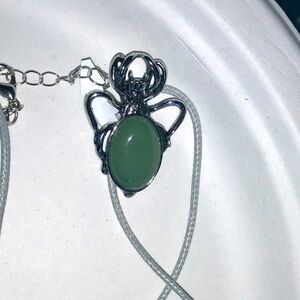 Green Aventurine Crystal Spider Necklace